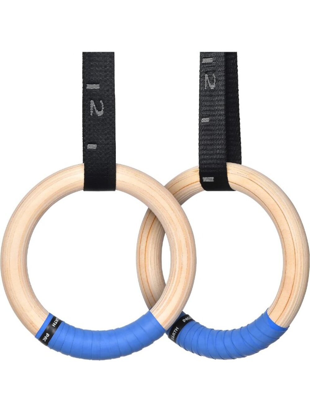 Adjustable Wooden Gymnastics Rings - 1500lbs Capacity, Non-Slip Straps for Full